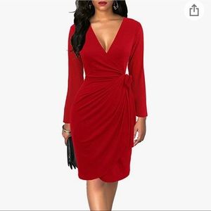 BERYDRESS Faux wrap 3/4 Sleeve V-neck dress